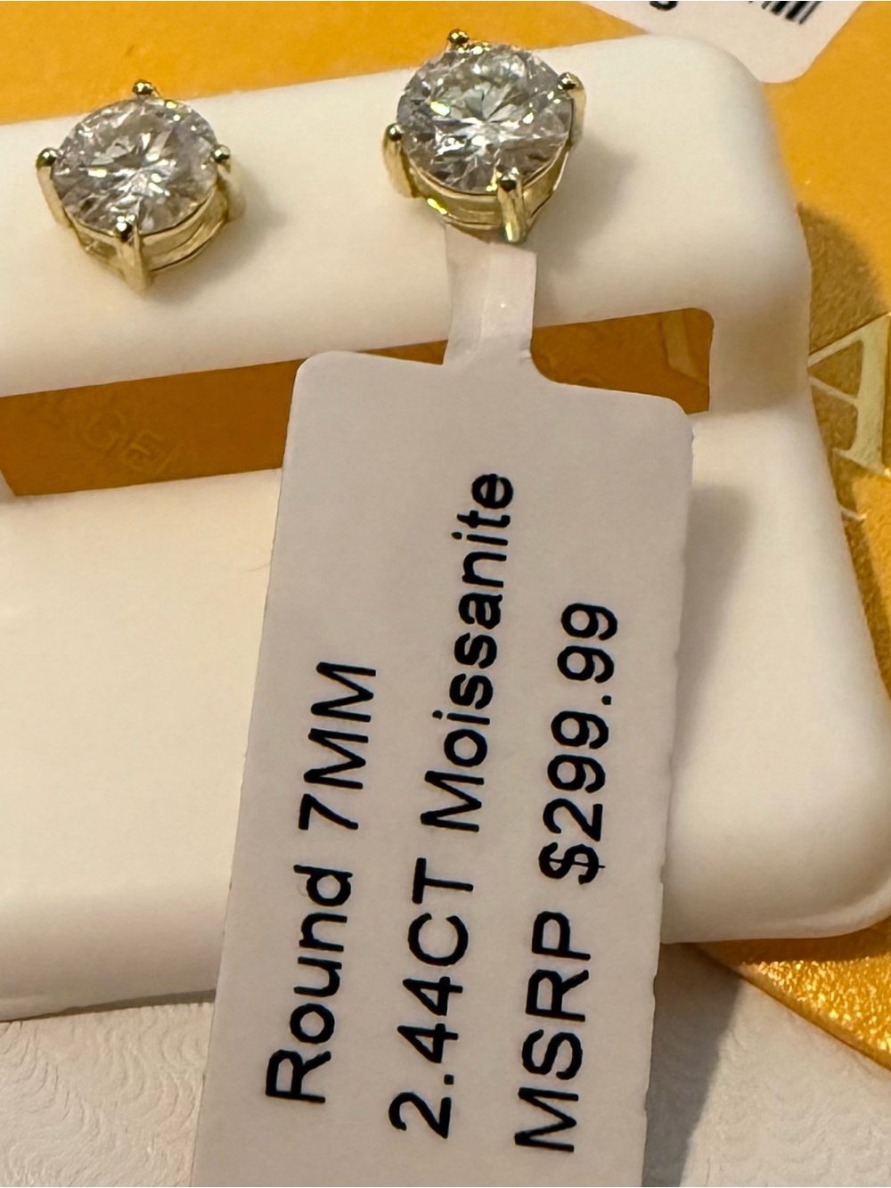 G by Giuliana Gold Moissanite Round Stud Earrings with Clear Stones